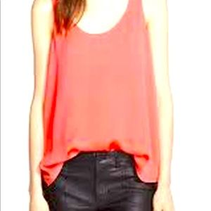 Vince Women’s Coral Orange Flowy Sleeveless Tank Top Size Small
